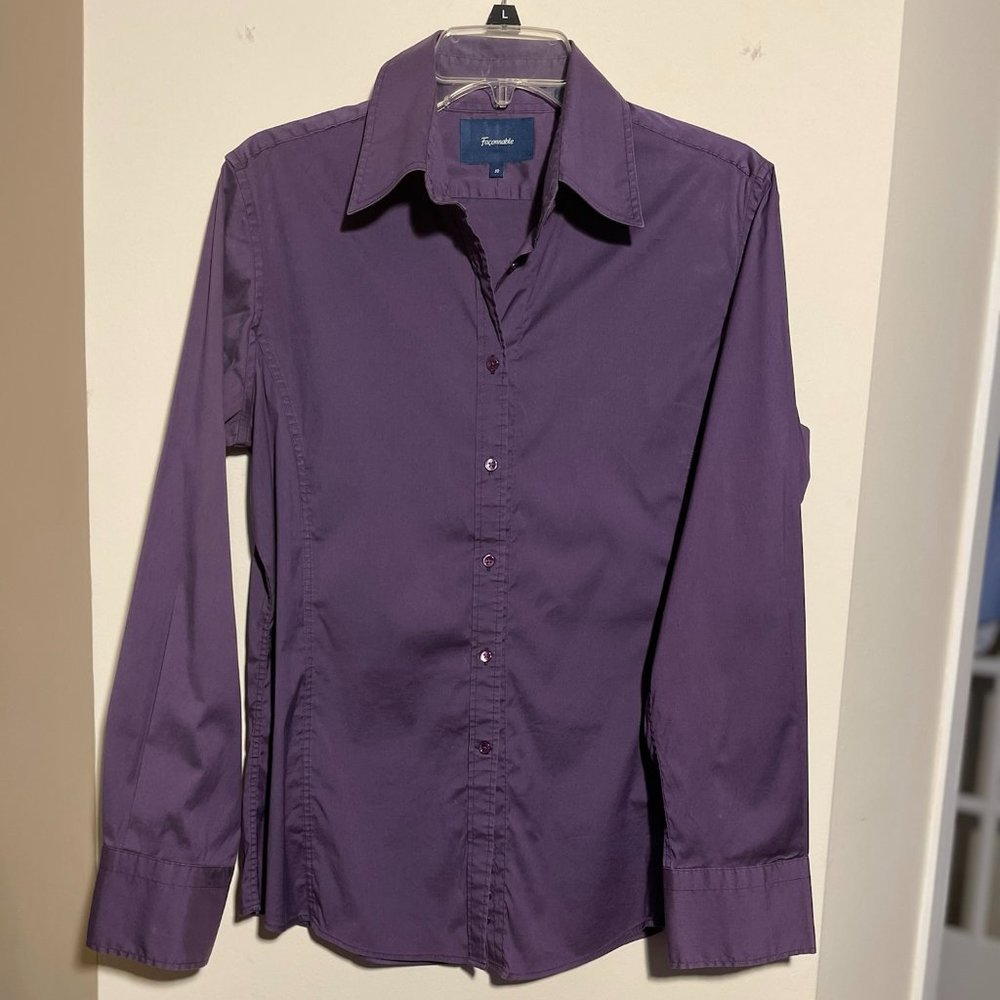 Façonnable - Eggplant Dress Button Down Size 10